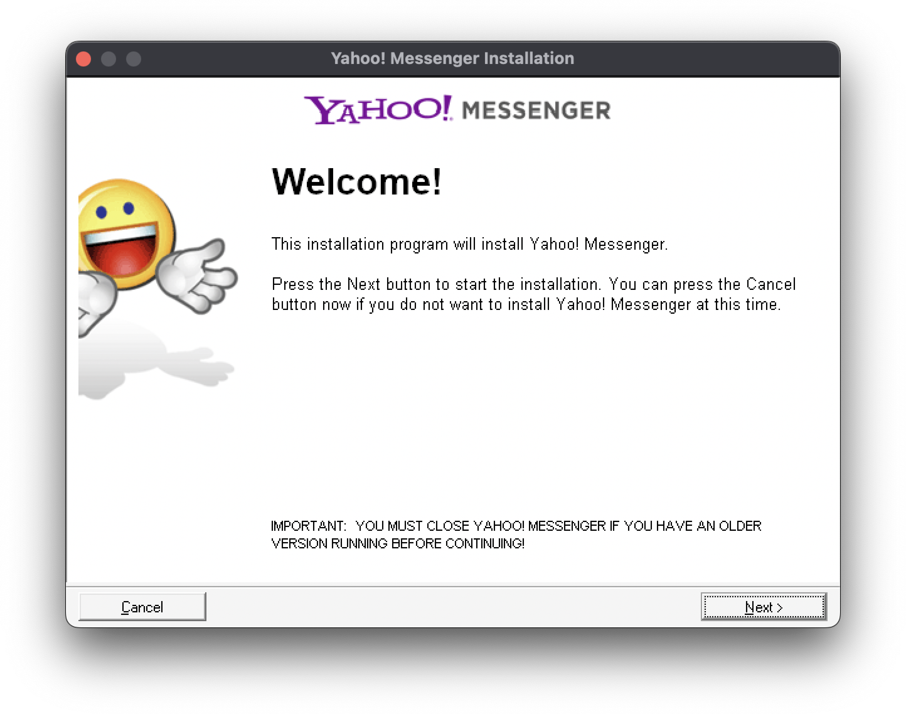 Start Y!M Installation